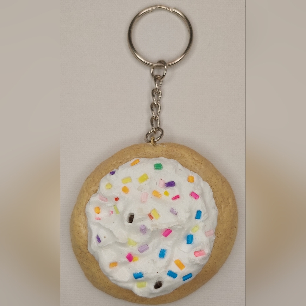 White Frosted Cookie Keychain